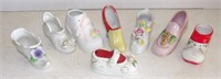 8 Miniature Shoe Figurines & Pin Cushion