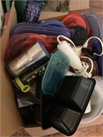 2 large totes & box of misc items