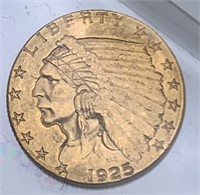 1925 Gold 2 1/2 Dollar Indian Head Coin