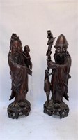 PAIR ORIENTAL CARVED FIGURES