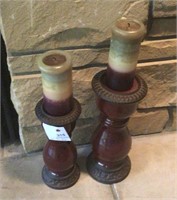 Cherry wood candle holders with candle