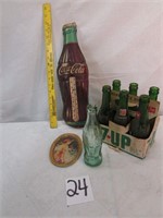 7 UP Soda Bottles - Coca Cola Thermometer