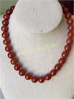 red carnelian hand knotted necklace 17 1/2"