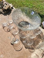 Vintage Cut Glass Punch Bowls and Cups