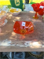 Vintage Viking Glass Orange Square Bowl