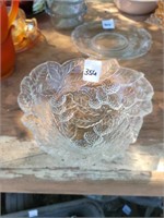 Vintage Clear Glass Leaf & Berry Platter