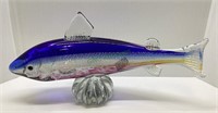 Gorgeous art glass fish sculpture measures 10
