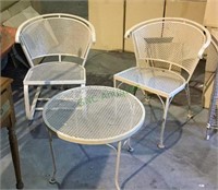 Three-piece wrought iron patio set - one is a