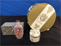 Asian Snuff Bottle in Box & Mud Pie Ceramic box