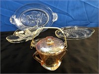 Beautiful Crystal, Carnival, Etched Glass Serving