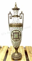 European Style Dore Bronze & Porcelain Urn W/ Lid