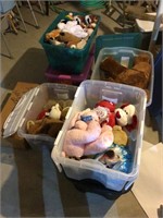 6 totes of stuffed animals