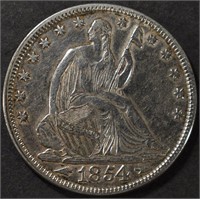 1854 SEATED LIBERTY HALF DOLLAR XF/AU