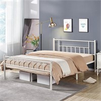 `Yaheetech 13 Queen Metal Bed Frame White`