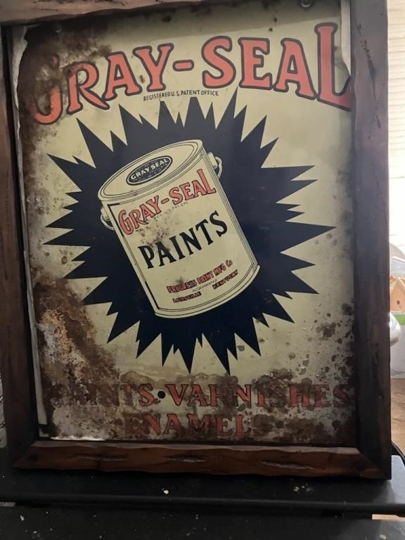 1930-40'S METAL GRAY SEAL PAINT SIGN
