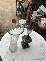 Large Glass Vase & Table Lamp