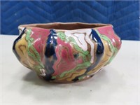 Antique German? 5" Handpainted Pottery unique Bowl