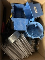 Box W/ Electrical Supplies & Tools