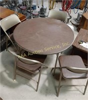 Wood grain circle folding card table with 4