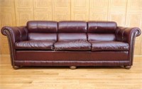 Burgundy, Three Seater Leather Executive Couch