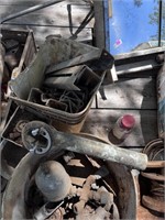 Two buckets of assorted parts, metal, etc.