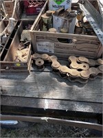 40 inch chain, crate of chemicals, 17 inch metal