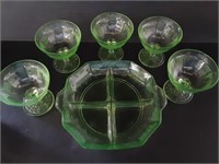 (5) Green Depression Glass Sherbert Cups &