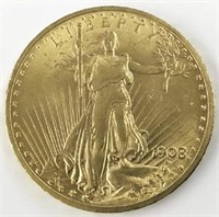 1908 St. Gaudens $20 Gold Coin.