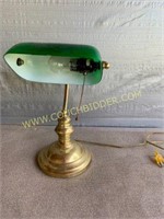 Desk lamp with green glass shade