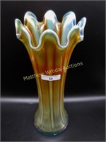 Northwood 12.5" aqua opal Thin Rib mid-size vase