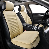 2pc Car Seat Covers  PU Leather  Beige
