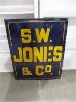 Old Porcelain S.W. Jones & Co. Sign  36" x 29"