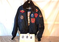 Flight Jacket Style Coat with Patches, and Faux