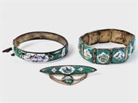 Antique Persian Hand Painted Enamel Jewelry