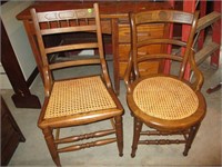 Pair of Oak Cane Bottom Chairs