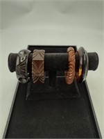 Vintage Bakelite Style Bracelets-Brown