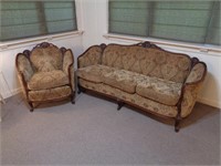 Antique French Provincial Sofa & Chair Set