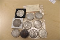 (10) Morgan Silver Dollars 1878 7TF, 1879, 1880, 1