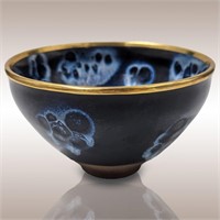 Chinese Jian Blue "Peacock Feather" Glazed Tea Bow