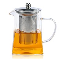 Glass Teapot with Filter, 550ml Glass Square