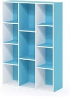 Furinno Luder 11-Cube Bookcase, White/Blue