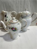 3 porcelain teapots