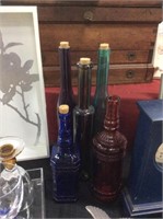 Five piece colorful bottles