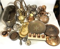 Lot of Metal Wares Copper Teapot Plates
