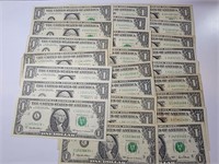 25 - $1 Federal Reserve Star Notes