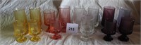 14 DEPRESSION GLASS TUMBLERS - 1 PINK IS CHIPPED