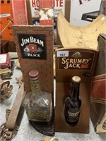 JIM BEAM BLACK & SCRUMPY JACK BOTTLE STANDS