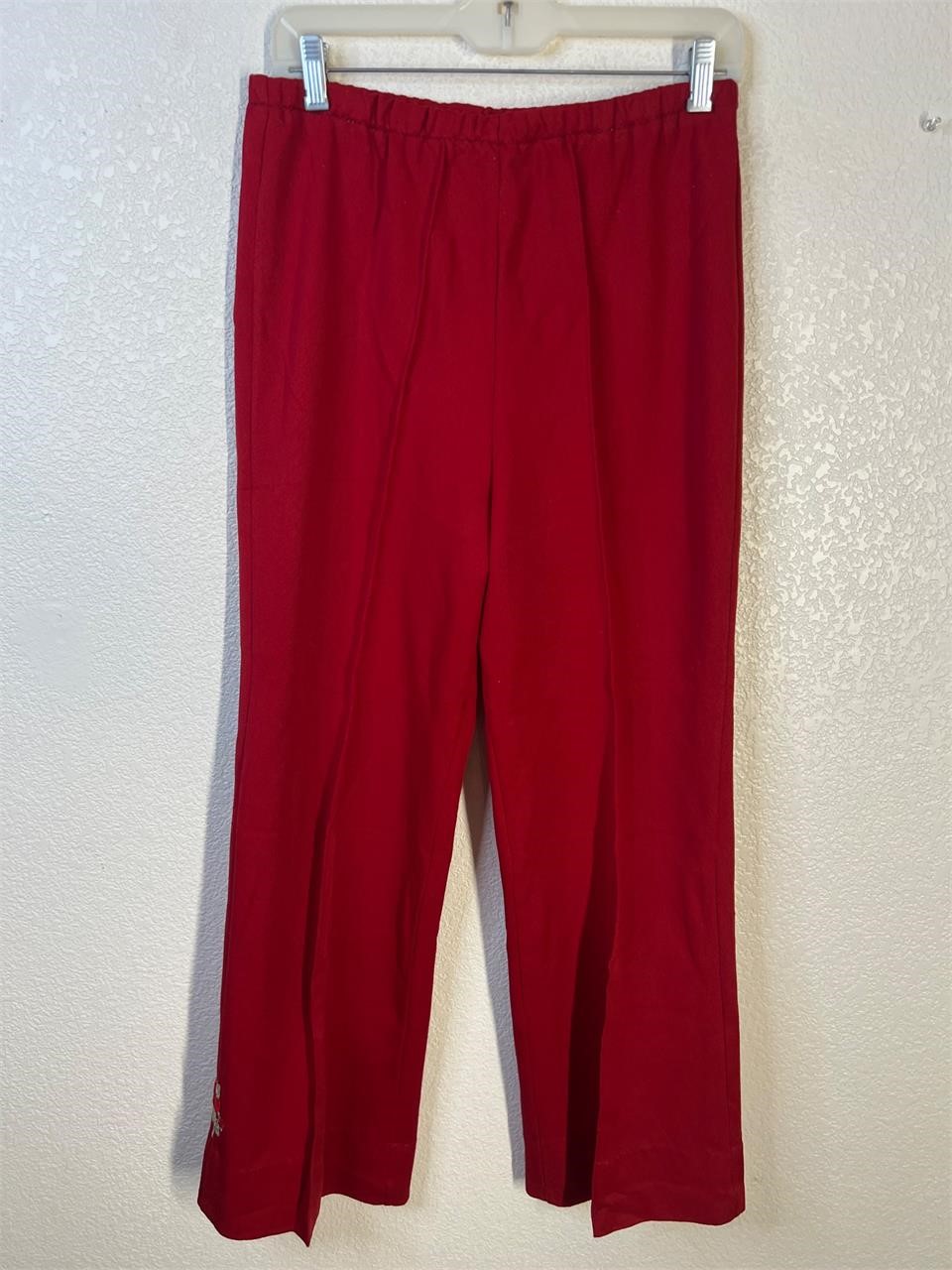 Vintage Red Pants Red Flower Patch
