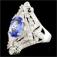 14K Gold Ring: 2.14ct Tanzanite & 0.85ctw Diam