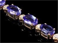 14k Gold Bracelet 17ct Tanzanite & 0.70ct Diamond